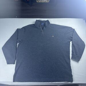 Polo Ralph Lauren Sweater Mens 2XL Tall Black Estate Rib 1/4 Zip Long Sleeve